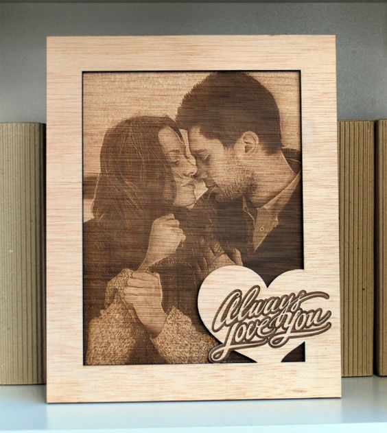 laser engraved photo on wood frame personalized 